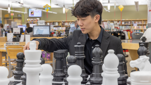 Student playing chess